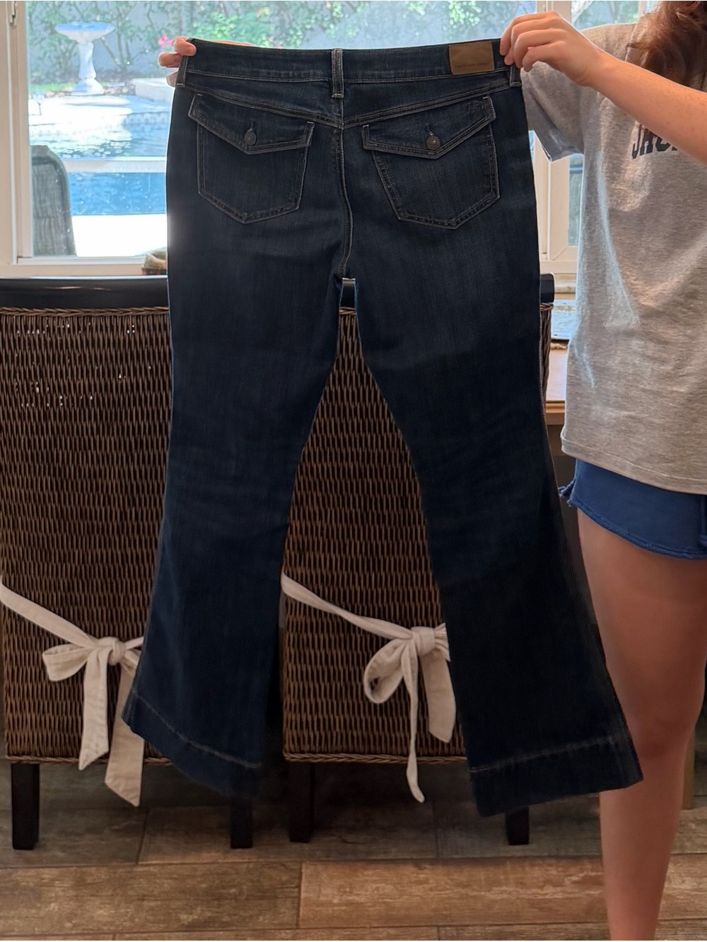 American Eagle Dark wash Super Low-Rise Kick Bootcut Jean - Picture 4 of 11